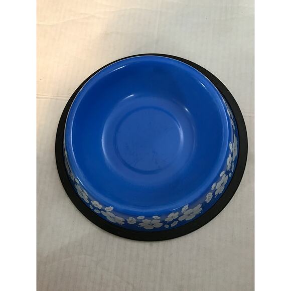 Blue Floral Pet Bowls- Set of Two Dog Cat Feeding Eating Pet Care Animal - Picture 3 of 5